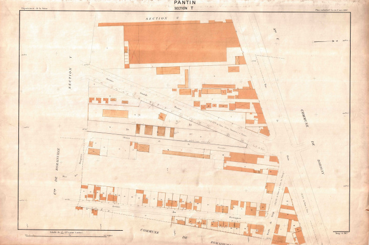Cadastre rénové de 1955. - Section T : feuille parcellaire.