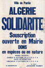 Solidarité avec l'Algérie, souscription ouverte en mairie : affiche.