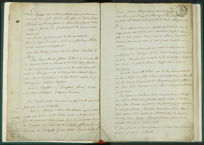 Commune de Pantin : registre des actes de mariage et divorce (an VII-an X).