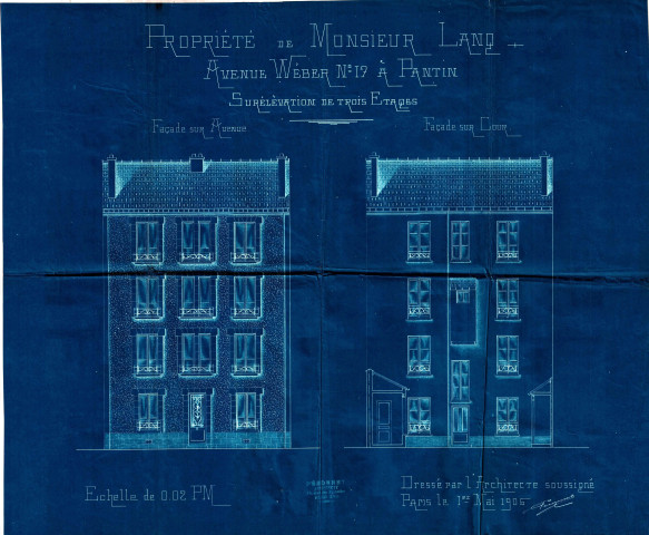 17 avenue Weber, surélévation de trois étages : permis de construire.