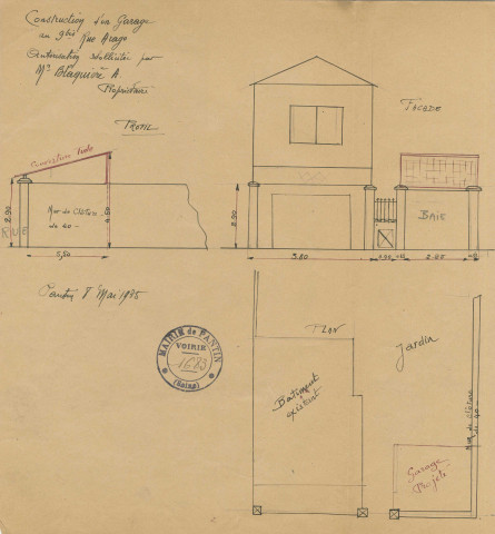 9 bis rue François-Arago, construction d'un garage : permis de construire.