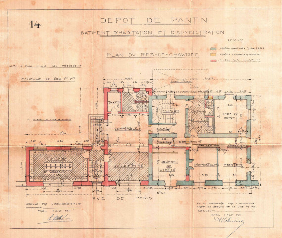146-150 avenue Jean-Lolive [ancienne rue de Paris], rue Courtois, rue Maurice-Borreau [ancienne rue de l'Industrie] et rue du Docteur-Pellat [ancienne rue du Commerce], construction à usage de bureaux, d'habitations et dépôt de tramway : permis de construire.
