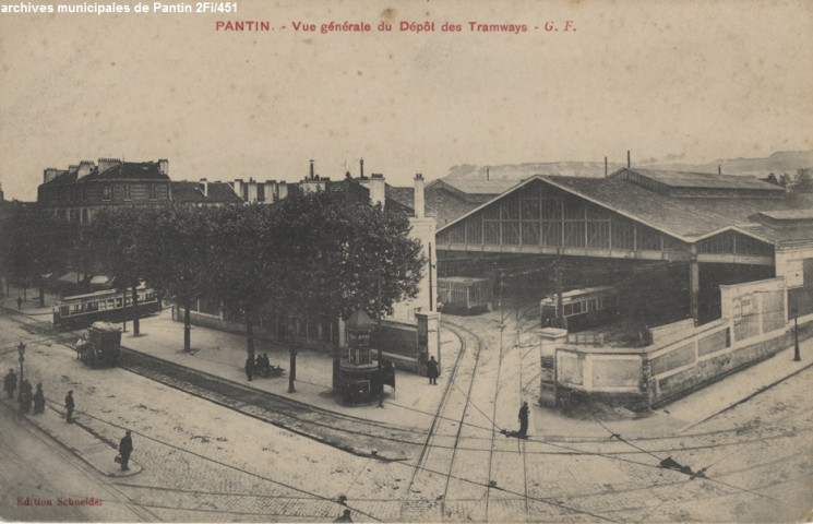Pantin - Vue générale du dépôt des tramways.