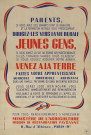 « Jeunes gens, venez à la terre » : affiche.