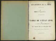 Commune de Pantin : table décennale des naissances et mariages.