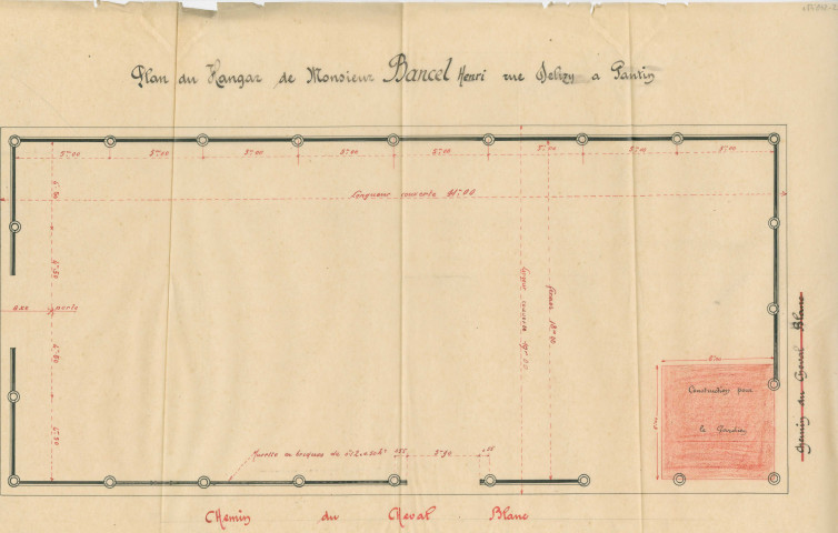Rue du Cheval-blanc, construction d'une habitation pour gardien : permis de construire.