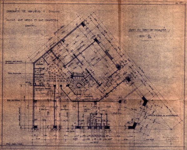 2 rue Méhul et 1 rue Gambetta, construction d'un immeuble de rapport de quatre étages : permis de construire.