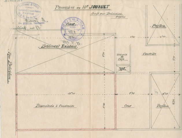 13 rue Boieldieu, projet de construction d'une biscuiterie : permis de construire.
