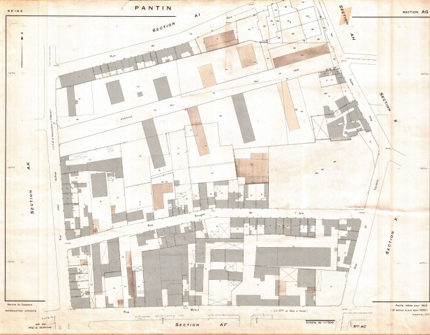 Cadastre rénové de 1959. - Section AG : feuille parcellaire.