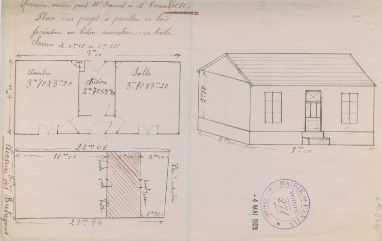 60 avenue des Bretagnes, projet de construction d'un pavillon : permis de construire.