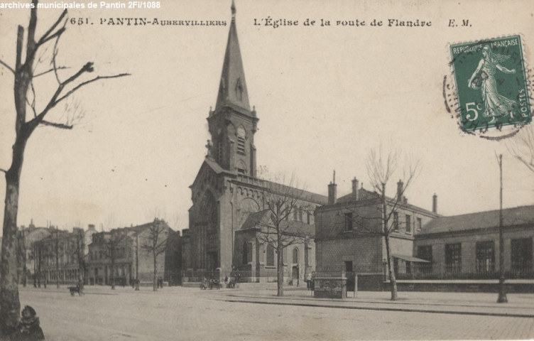 651. Pantin-Aubervilliers - L'église de la route de Flandre.