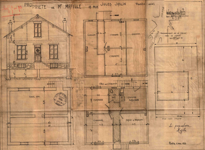 19 rue Jules-Jaslin, projet de construction d'un pavillon d'habitation : permis de construire.