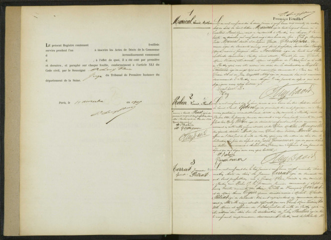 Commune de Pantin : registre des actes de décès.