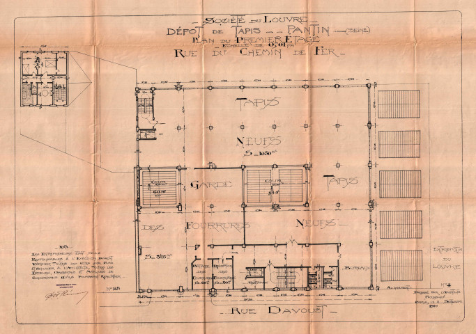 Rue du Chemin-de-Fer et rue Davoust, construction d'un dépôt de tapis : permis de construire.