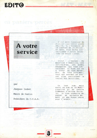 Publication Pantin Vrac n° 1 du service du Maintien à domicile évoquant la vie de Georgette Baudon en pages 8 à 10 : bulletin.