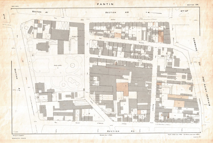 Cadastre rénové de 1959. - Section AK : feuille parcellaire.