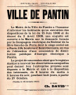 Concession de distribution d'énergie électrique à Pantin : affiche.