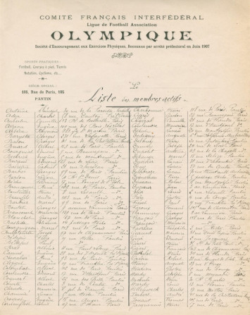 Liste des membres de l’Olympique en 1914 - L10 Liste des membres de l’Olympique en 1914