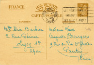 Correspondance entre Anne Bourgeois et Alice Barbier : cartes postales pré-imprimées (12 novembre 1940 et 31 mars 1941).