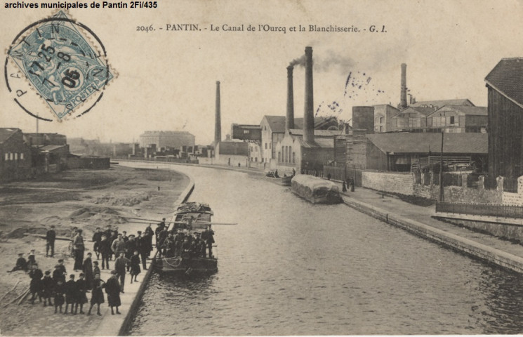 2046. Pantin - Le canal de l'Ourcq et la blanchisserie.