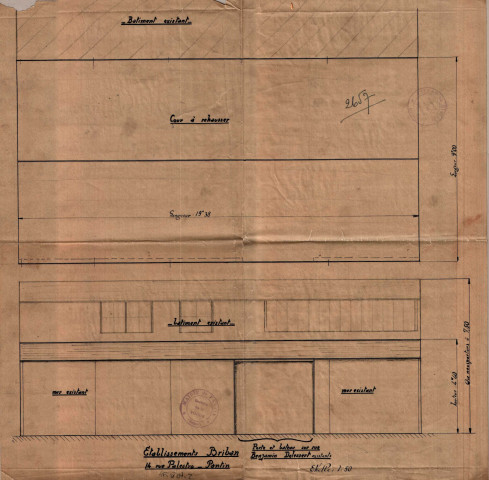 14 rue Palestro et 15-17 rue Benjamin-Delessert, réhaussement d'un toit couvrant une cour : permis de construire.