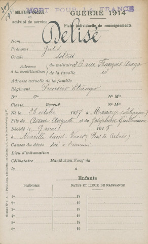 DELISE Jules Auguste Bernard Eugène