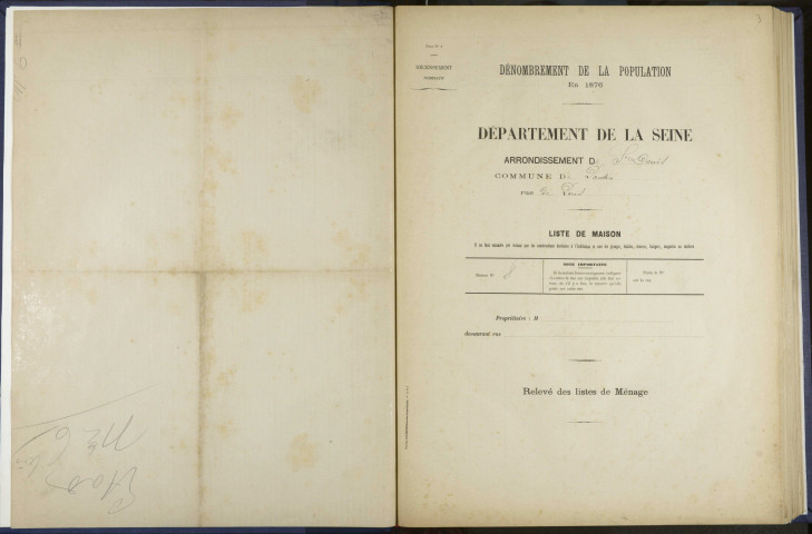 Commune de Pantin, recensement général de la population : listes nominatives.