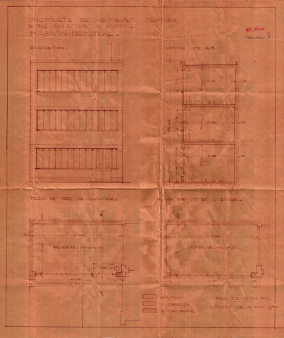 6 rue Palestro, construction d'un hangar provisoire et surélévation du bâtiment : permis de construire.