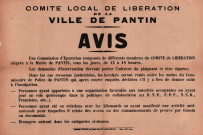 Comité local de libération. - Une commission dépuration siégera en mairie, procédures des plaintes et personnes visées : affiche.
