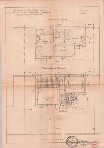 Cité des Foyers et villa des Jardins, projet de construction à bon marché de pavillons : permis de construire.