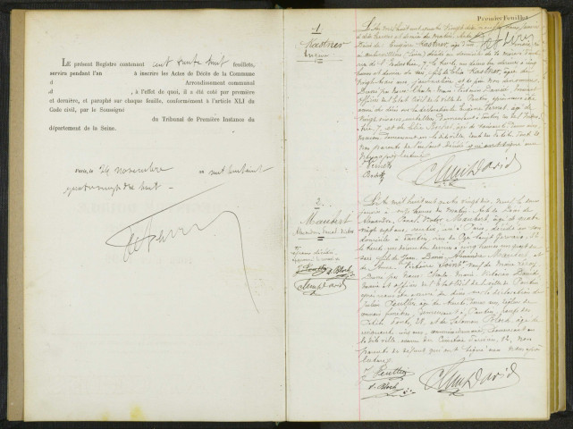 Commune de Pantin : registre des actes de décès.