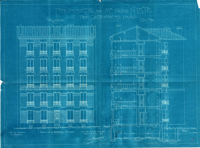 31 rue Gutenberg, construction d'un immeuble de quatre étages : permis de construire.