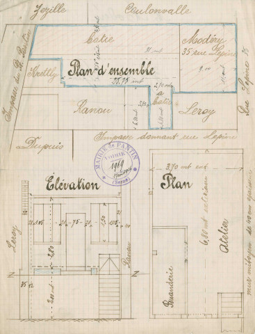 10 impasse du Petit-Pantin et 35 rue Lépine, construction d'un pavillon à usage d'atelier et de buanderie : permis de construire.