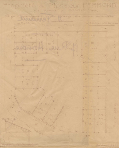 17 rue Honoré, projet d'aménagement d'un garage : permis de construire.