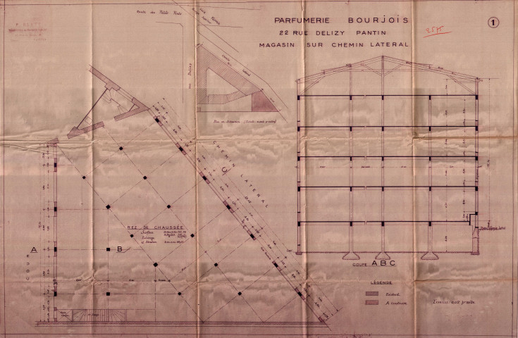 40 rue Delizy [ancien 22 rue Delizy] et chemin Latéral-au-Chemin-de-Fer, surélévation de deux étages du magasin sur le chemin Latéral : permis de construire.