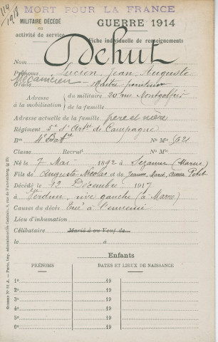 DEHUT Lucien Jean Auguste