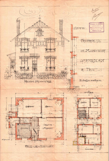 Plan du permis de construire d'un pavillon sis 2 rue Boieldieu et rue François-Arago