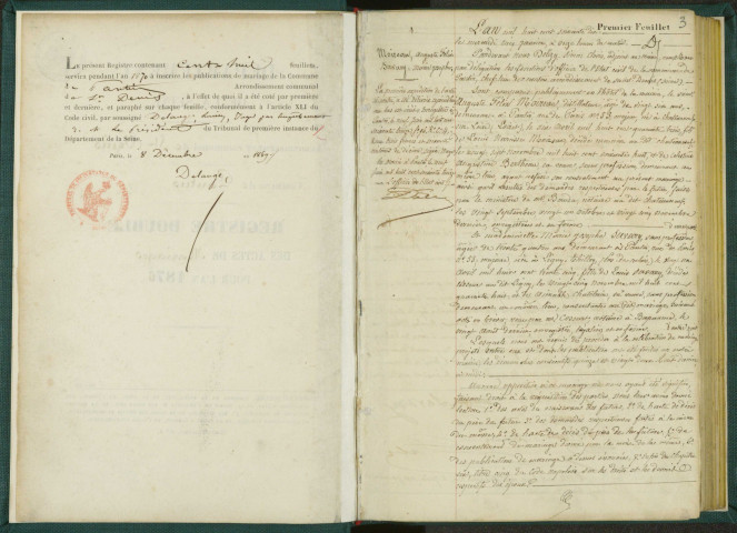 Commune de Pantin : registre des actes de mariage.
