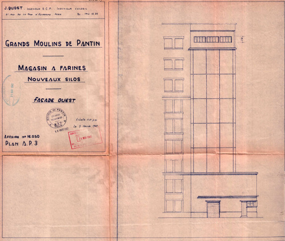 9 rue du Débarcadère, construction de nouveaux silos dans le magasin à farines : permis de construire.