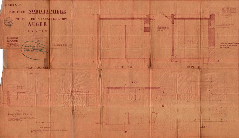 38-40 rue Auger et passage Roche, projet de construction d'un poste de transformation : permis de construire.