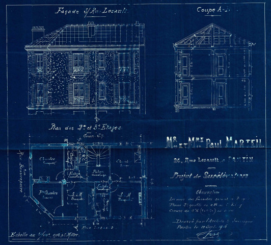 28 rue Lesault, surélévation : permis de construire.