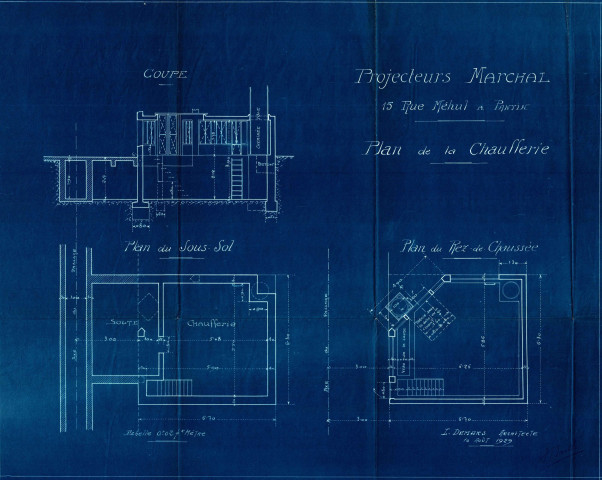 14-16 et 15-17 rue Méhul, agrandissement de l'atelier de parker et construction d'une chaufferie : permis de construire.