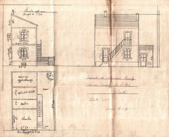 22 rue Rouget-de-Lisle, surélévation d'un étage d'un pavillon d'habitation : permis de construire.