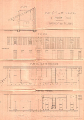 37 rue Charles-Auray [ancienne rue de Montreuil], construction du pavillon du directeur et d'écuries : permis de construire.