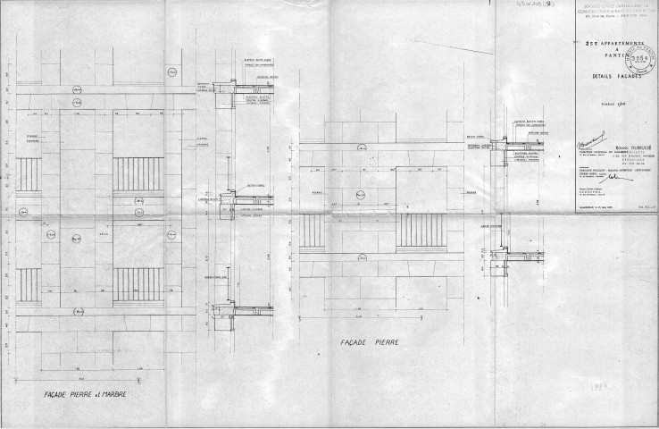 Construction de 255 appartements, projet : détails des façades.