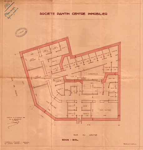 1 rue Jules-Auffret [angle des anciennes rues du Centre et de Paris], projet de construction d'un immeuble : permis de construire.