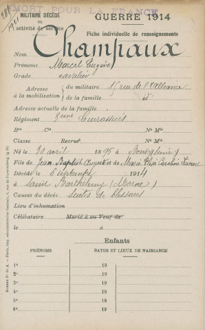 CHAMPAUX Marcel Eugène