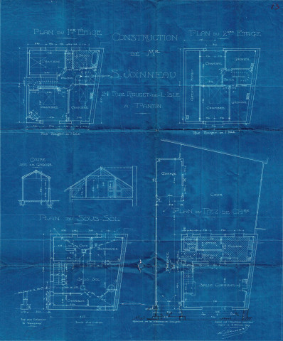 24 rue Rouget-de-Lisle, construction d'un pavillon d'habitation de deux étages : permis de construire.