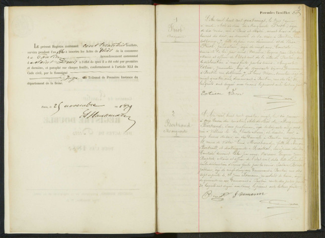 Commune de Pantin : registre des actes de décès.