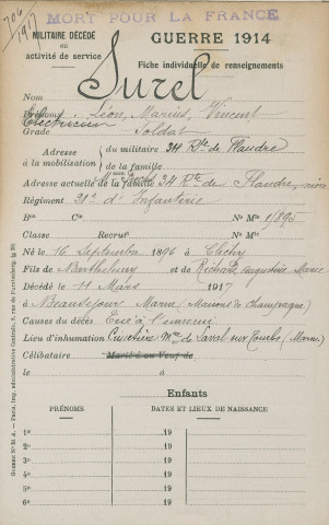 SUREL Léon Marius Vincent